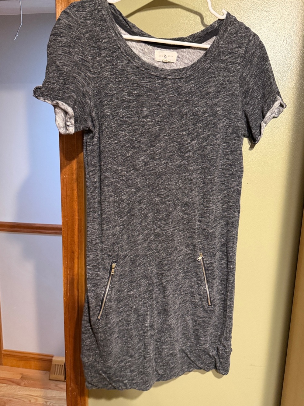 Lou & Grey Heathered Charcoal Mini Dress with Gold Zips